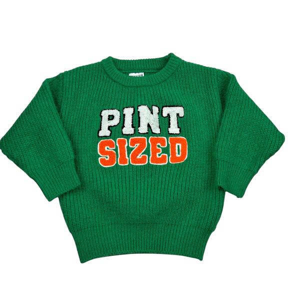 Spearmint Love Green Wool Sweater Pint Size Graphic Patch Baby Sweater 18-24M - Picture 1 of 4